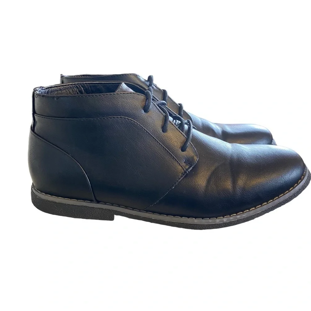 London Fog Blackstreet 2 Chukka Boot Mens 12M Black Vegan Faux Leather Blokecore